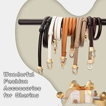 macoking Womens Thin Belt Adjustable Skinny Leather Belts for Dresses, Black&Coffee