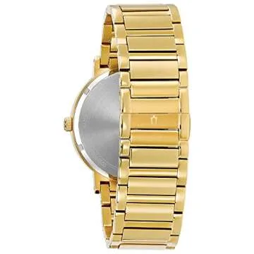 Bulova Men's Modern Gold Tone Stainless Steel 3-Hand Calendar Date Quartz Watch with Diamonds - Styl...
