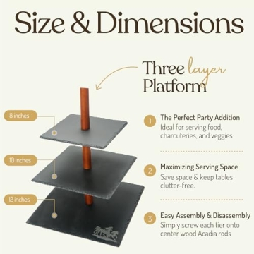 Modern Rustic 3 Tier Serving Tray – Slate & Wood Design