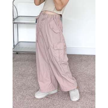 Happy Cherry Girls Y2k Cargo Pants Kids Casual Elastic Waist Multi Pocket Straight Wide Leg Trousers...