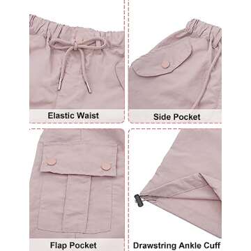 Happy Cherry Girls Y2k Cargo Pants Kids Casual Elastic Waist Multi Pocket Straight Wide Leg Trousers Drawstring Baggy Parachute Pants Hip Hop Dance Streetwear