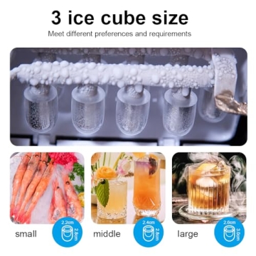 KOUDERA Countertop Ice Maker with 9 Bullet Ice, Portable Ice Maker with 26.5lb/24H, Self-Cleaning,with Ice Scoop and Basket, Suit for Home/Office/Bar/Party, Silver