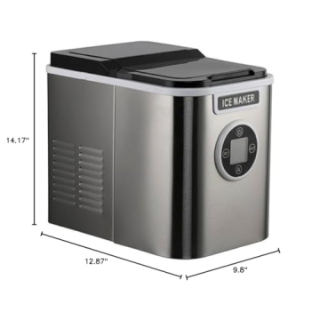 KOUDERA Countertop Ice Maker with 9 Bullet Ice, Portable Ice Maker with 26.5lb/24H, Self-Cleaning,with Ice Scoop and Basket, Suit for Home/Office/Bar/Party, Silver