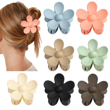 Flower Claw Clip Set - 7 PCS Non-Slip Clips for Thick Hair Women Girls
