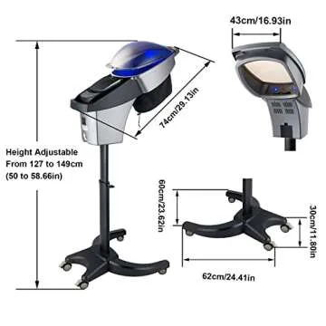 Elitzia Hair Steamer Salon Micro Mister Hair Scalp Treatment Dye Perm Professional O3 Ozone Hooded SPA Black Gray Color Barber Shop Red Blue Light For Black Hair Natural With Wheels ET1408B