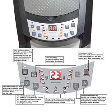 Elitzia Hair Steamer Salon Micro Mister Hair Scalp Treatment Dye Perm Professional O3 Ozone Hooded SPA Black Gray Color Barber Shop Red Blue Light For Black Hair Natural With Wheels ET1408B