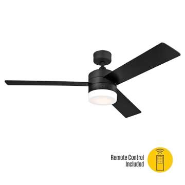 Westinghouse 7205900 Alta Vista, Modern LED Ceiling Fan with Light and Remote Control, 52 Inch, Matte Black Finish, Opal Frosted Glass
