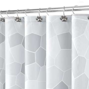 Sunlit Design Black Cat Silhouette and Gray Mosaic Fabric Shower Curtain - Grey and White