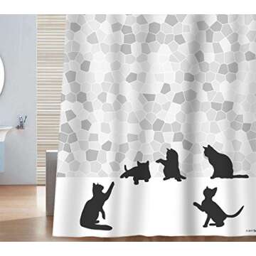Sunlit Design Black Cat Silhouette Shower Curtain