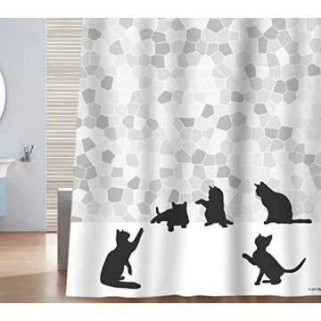 Sunlit Design Black Cat Silhouette Shower Curtain