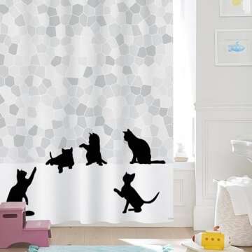 Sunlit Design Black Cat Silhouette Shower Curtain