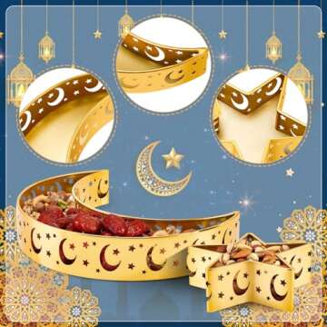 Moon Star Trays Ramadan Decor: 2 PCS Ramadan Serving Trays for Eid Mubarak Islam Muslim Party Festiv...