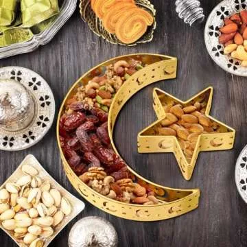 Elegant Moon Star Trays for Ramadan Decor - 2 PC Set