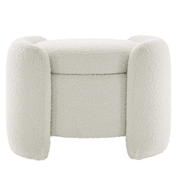 Modern Boucle Upholstered Ottoman Storage Makeup Vanity Stool,Nebula Upholstered Teddy Fabric with L...