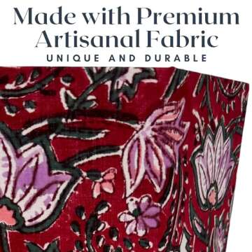 Fern Trail 3.3 Gallon Waste Basket | Small Decorative Block Printed Trash Can | Living Room, Bedroom, Bathroom | Eco Friendly and Plastic Free