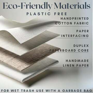 Fern Trail 3.3 Gallon Waste Basket | Small Decorative Block Printed Trash Can | Living Room, Bedroom, Bathroom | Eco Friendly and Plastic Free