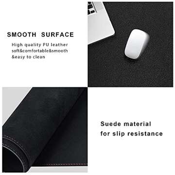 ZORESYN L-Shaped Gaming Desk Mat Mouse pad, Computer Corner Desk Pad, 55" Home Office Writing Desk Pad Protector, Large Waterproof PU Leather Corner Mousepad - Black, (137+140) x40cm