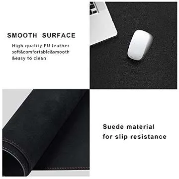 ZORESYN L-Shaped Gaming Desk Mat Mouse pad, Computer Corner Desk Pad, 55" Home Office Writing Desk Pad Protector, Large Waterproof PU Leather Corner Mousepad - Black, (137+140) x40cm