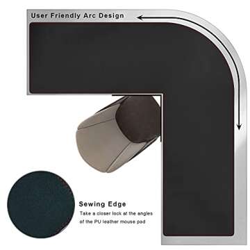 ZORESYN L-Shaped Gaming Desk Mat Mouse pad, Computer Corner Desk Pad, 55" Home Office Writing Desk Pad Protector, Large Waterproof PU Leather Corner Mousepad - Black, (137+140) x40cm