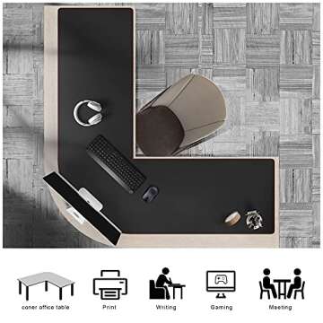ZORESYN L-Shaped Gaming Desk Mat Mouse pad, Computer Corner Desk Pad, 55" Home Office Writing Desk Pad Protector, Large Waterproof PU Leather Corner Mousepad - Black, (137+140) x40cm
