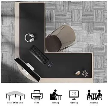 ZORESYN L-Shaped Gaming Desk Mat Mouse pad, Computer Corner Desk Pad, 55" Home Office Writing Desk Pad Protector, Large Waterproof PU Leather Corner Mousepad - Black, (137+140) x40cm