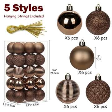 30PCS 2" Shatterproof Christmas Ball Ornaments in 13 Colors