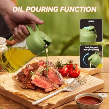 PUZMUG Oil Dispenser for Kitchen, 2 in 1 Olive Oil Dispenser Bottle, 17oz/500ml Glass Oil Dispenser ...
