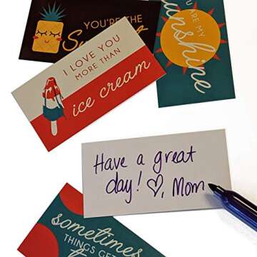 GSM Brands Lunch Box Notes for Kids - 60 Pack - Motivational Cards to put Love and Jokes in your Chi...