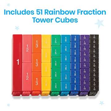 hand2mind Rainbow Fraction Tower Cubes, Fraction Equivalency, Math Blocks, Montessori Math Materials...
