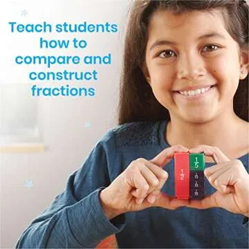 hand2mind Rainbow Fraction Tower Cubes, Fraction Equivalency, Math Blocks, Montessori Math Materials for Kids, Teacher Supplies for Math Classroom, Math Manipulatives 4th Grade (Set of 51)