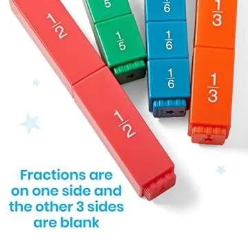 hand2mind Rainbow Fraction Tower Cubes, Fraction Equivalency, Math Blocks, Montessori Math Materials for Kids, Teacher Supplies for Math Classroom, Math Manipulatives 4th Grade (Set of 51)
