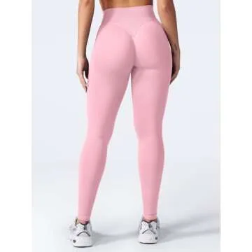 VOYJOY Women Seamless Impact Leggings Scrunch Workout Pants - Medium Waist Tummy Control