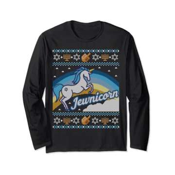 Ugly Hanukkah Unicorn Jewnicorn Long Sleeve Shirt