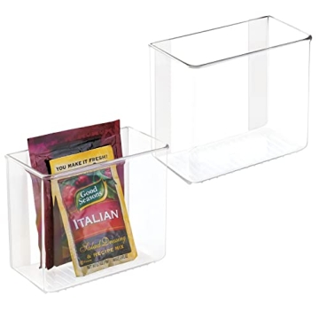 mDesign Clear Adhesive Organizers - 2 Pack Space-Saving Kitchen & Pantry Storage