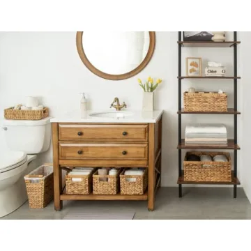 Stylish Wicker Storage Basket with Handles for Home Organization