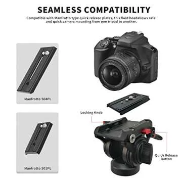 Avella Video Tripod Fluid Head with Quick Release Plate, Lightweight Heavy Duty Compatible with Manfrotto,Max Load 13.2lb/6kg for Video Canon Nikon Sony Olympus Panasonic DSLR Camera, V504