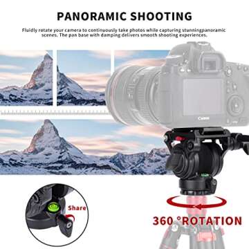 Avella Video Tripod Fluid Head with Quick Release Plate, Lightweight Heavy Duty Compatible with Manfrotto,Max Load 13.2lb/6kg for Video Canon Nikon Sony Olympus Panasonic DSLR Camera, V504
