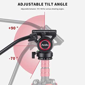 Avella Video Tripod Fluid Head with Quick Release Plate, Lightweight Heavy Duty Compatible with Manfrotto,Max Load 13.2lb/6kg for Video Canon Nikon Sony Olympus Panasonic DSLR Camera, V504