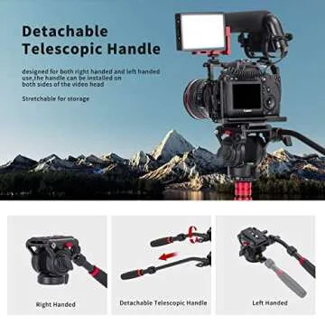 Avella Video Tripod Fluid Head with Quick Release Plate, Lightweight Heavy Duty Compatible with Manfrotto,Max Load 13.2lb/6kg for Video Canon Nikon Sony Olympus Panasonic DSLR Camera, V504