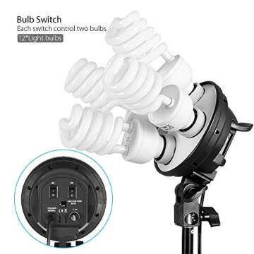 Andoer 5500K Photography Continuous Softbox Lighting Kit with Bulbs