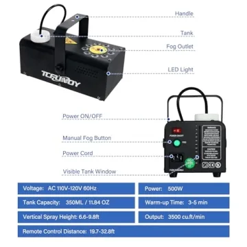 500W Fog Machine with 9 LED Lights for Events