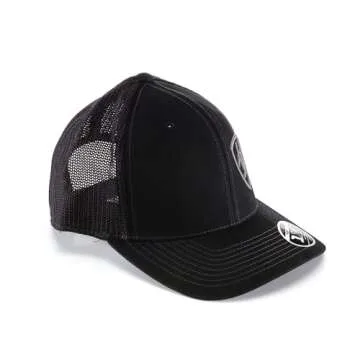 ARIAT Men's Flexfit 110 Adjustable Cap with Offset Logo and Mesh Snap Back in Black