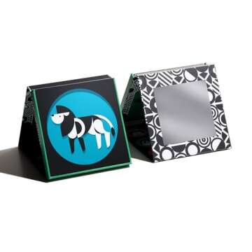 Tummy Time Playboard + Art Cards: Brain Development Montessori Sensory High Contrast Cards and Mirror