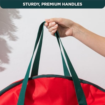 HOLDN’ STORAGE Premium Wreath Storage Bag - Durable 600D Material - Waterproof - Heavy-Duty Christmas Storage Container for Xmas Wreath with Dual Zipper Closure, Tear-Proof, 30" W x 7.5" D - Red