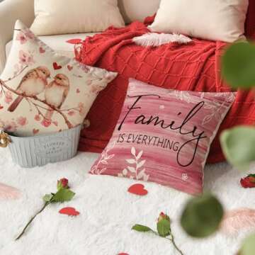 AVOIN colorlife Valentine's Day Poppy Flowers Chickadee Home Sweet Home Throw Pillow Covers, 18 x 18...