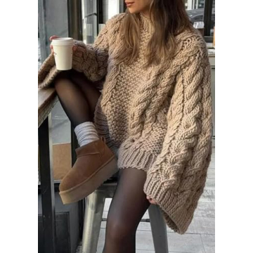 Cozy Tbahhir Women's Oversized Cable Knit Sweater