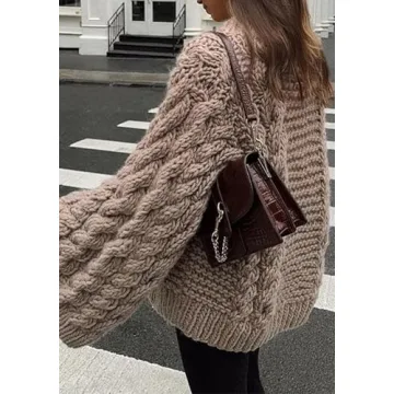 Cozy Tbahhir Women's Oversized Cable Knit Sweater