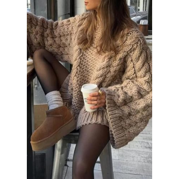 Cozy Tbahhir Women's Oversized Cable Knit Sweater
