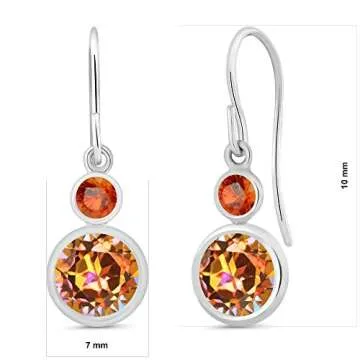 Gem Stone King 925 Sterling Silver Ecstasy Mystic Topaz and Orange Sapphire Leverback Dangle Earring...