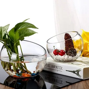 WGVI Clear Slant Cut Bowl - Durable Glass Vase for All Uses